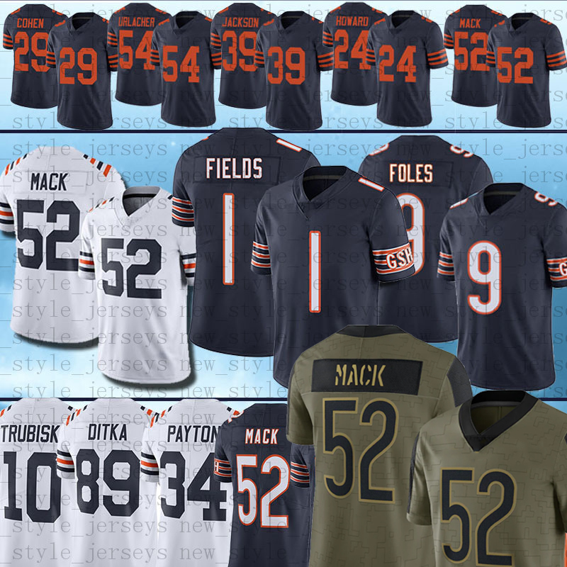 

Chicagos 52 Khalil Mack 9 Nick Foles Football Jerseys Justin Fields Walter Payton Mike Ditka Brian Urlacher DAVID MONTGOMERY Kmet 29 Tarik Cohen Andy Dalton, Men(xiong dui)