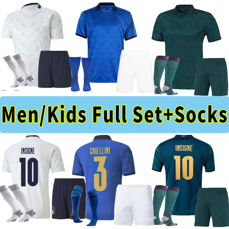 

20 21 italy home soccer jersey Men Kids KITS 2020 2021 italia maglie da calcio Verratti Jorginho Romagnoli Immobile football shirts Sets+SOC, Black