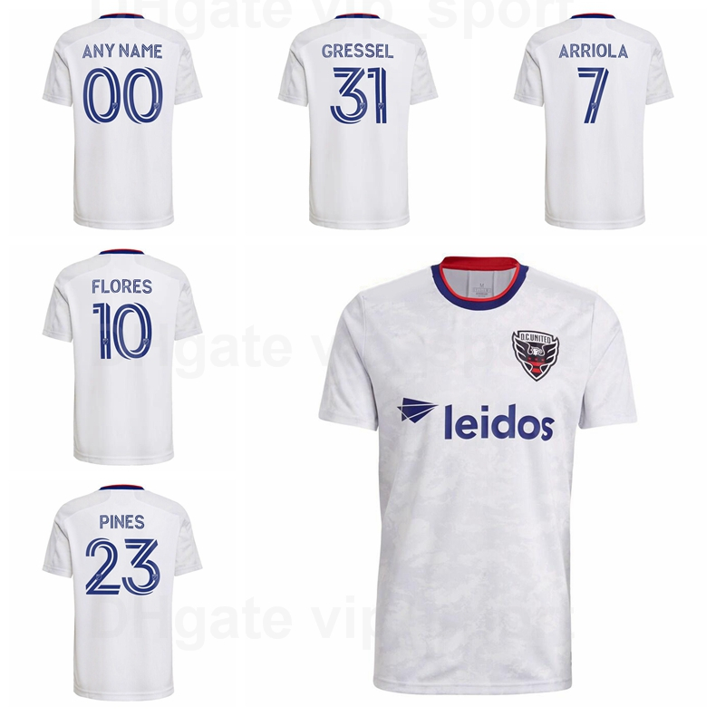 

2021 2022 FC Washington DC United Soccer 16 PEREZ Jersey 4 HINES-IKE 13 BRILLANT 5 MORENO 31 GRESSEL CANOUSE ROONEY Football Shirt Kits, White
