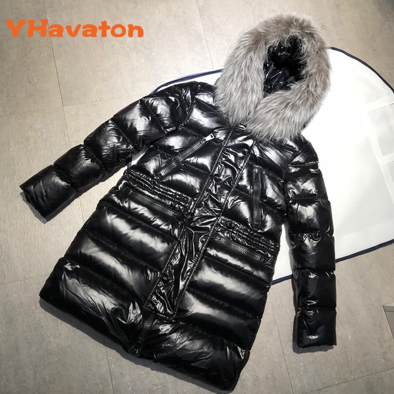 

High Quality 2022 Winter Jacket Women Large Natural Fox Fur White Duck Down Coat Thick Parkas Warm Zipper Down Snow Outerwear, Photo color