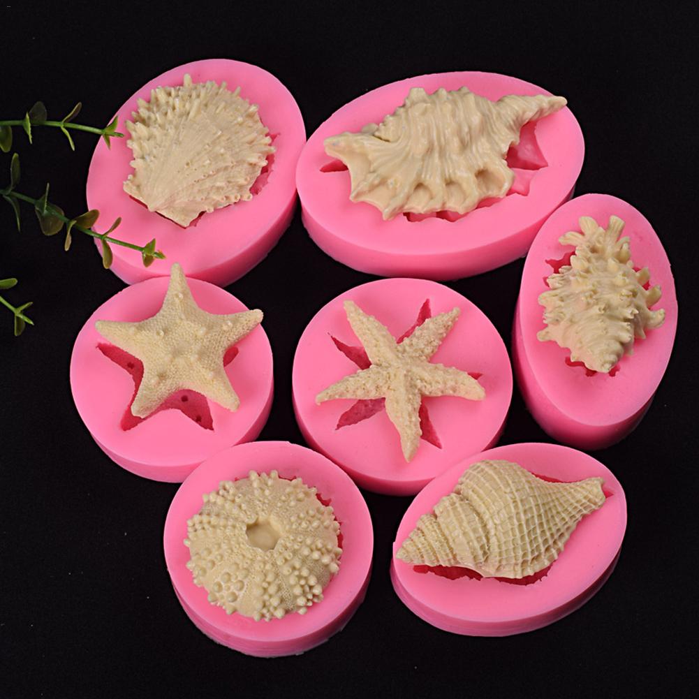 

3D Food Grade Baking Moulds Marine Theme Fondant Silicone Mold DIY Handmade Cake Decoration Tools Ocean Series Pearl Conch Starfish Seashell