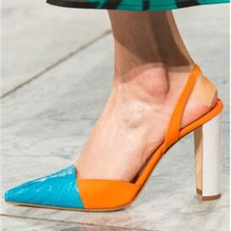 

sandals summer women geometry patchwork mode point slingback elastic slip back square madam leap fo5q, Black