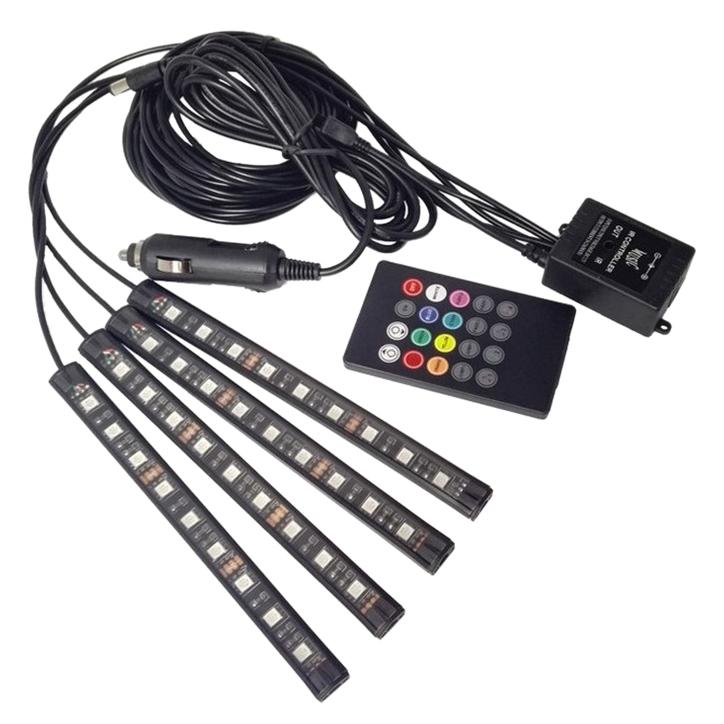 

Car Headlights 1set Glow Full Color LED Interior Kit Under Dash Foot Well Strip Light 12V DC