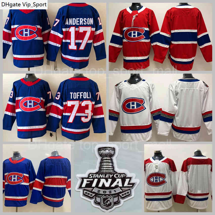 

Ice Hockey Stanley Cup Final Patch 2021 Montreal Canadiens 17 Josh Anderson Jersey 73 Tyler Toffoli Blank Stitched Team Reverse Retro Blue White Red Men Finals, Red final patch