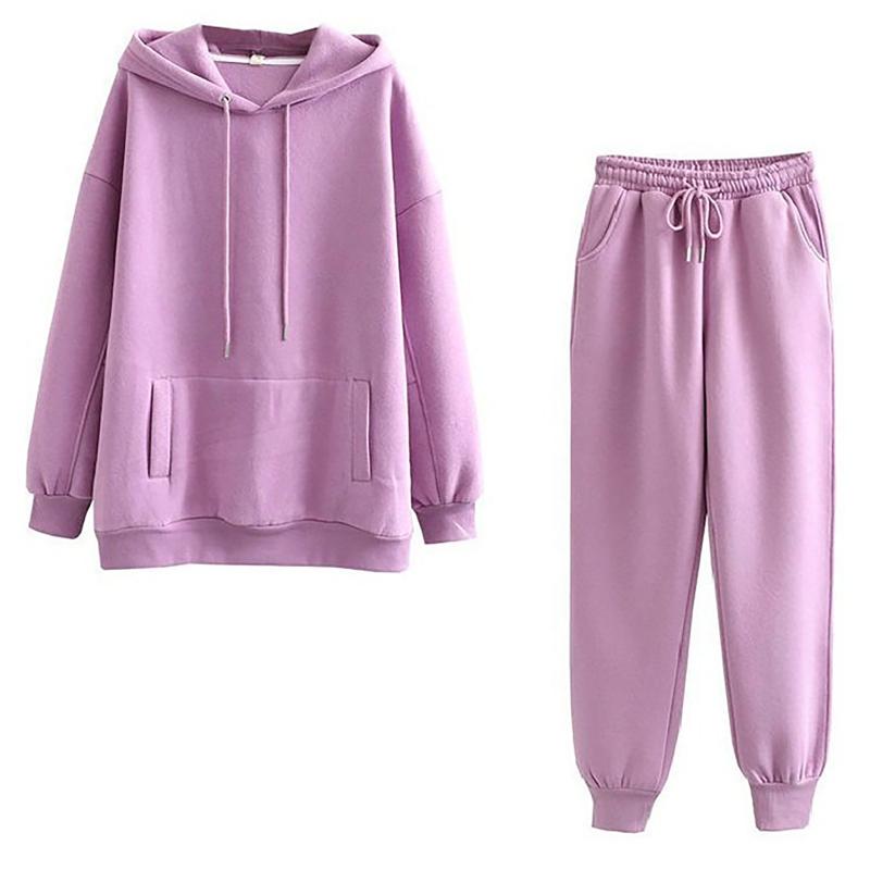 

Women's Two Piece Pants 2021 Winter Autumn Unisex Oversize Sweatshirts Long Sleeve Hoodie Sweatshirt Pullover And Pant Tracksuits Set, White