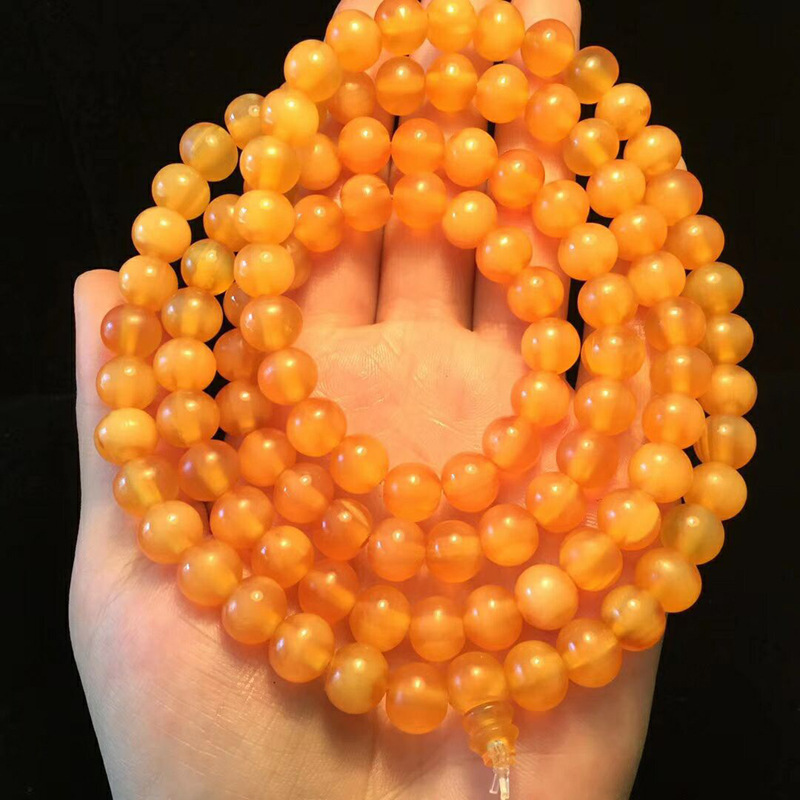 

Golden tortoise shell bracelet 108 8mm, bright and lustrous Buddha beads, Black