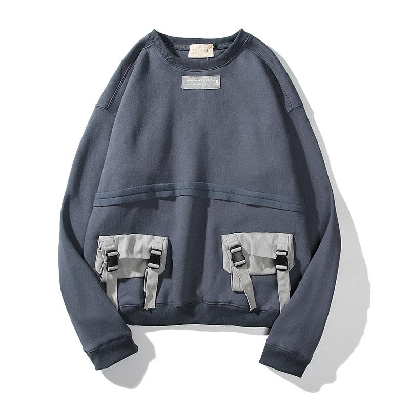 

Men's Hoodies & Sweatshirts KIOVNO Men High Street Streetwear Multi Pockets Patchwork Male Fashion Designer, Grey