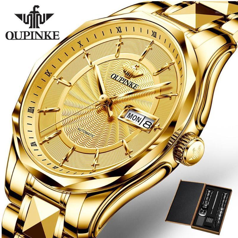 

Top Gold Mens Mechanical Watches Stainless Steel Self Winding Watch Waterproof Automatic Wristwatch Reloj Hombre Wristwatches