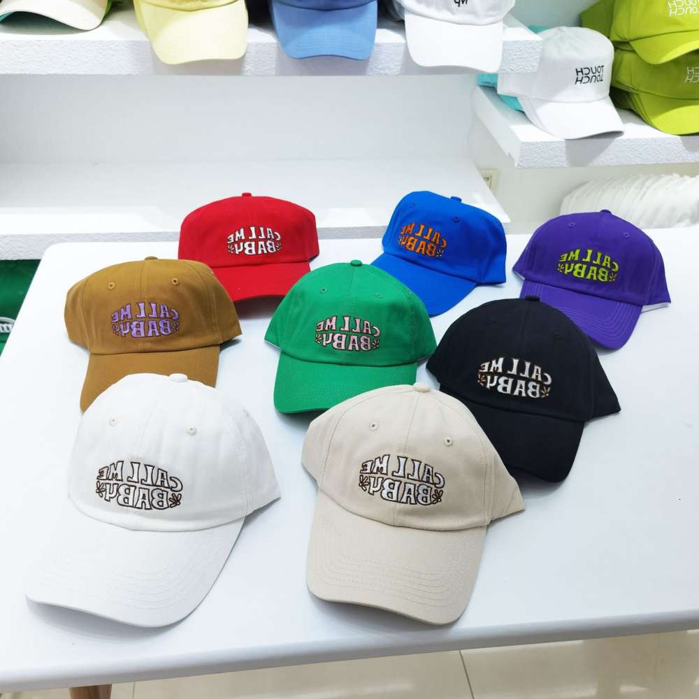 

South Korea spring and summer women's solid embroidery call me baby outdoor sunscreen baseball cap, Blue;gray