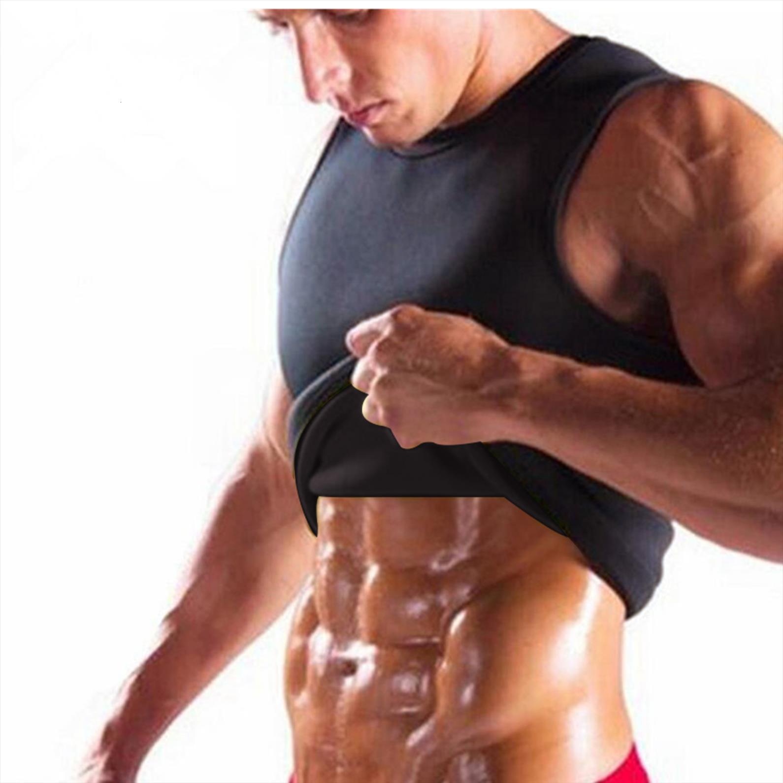 

mens sweat body tank vest shaper slimming belt belly men fat burning waist corset tummy, White;black