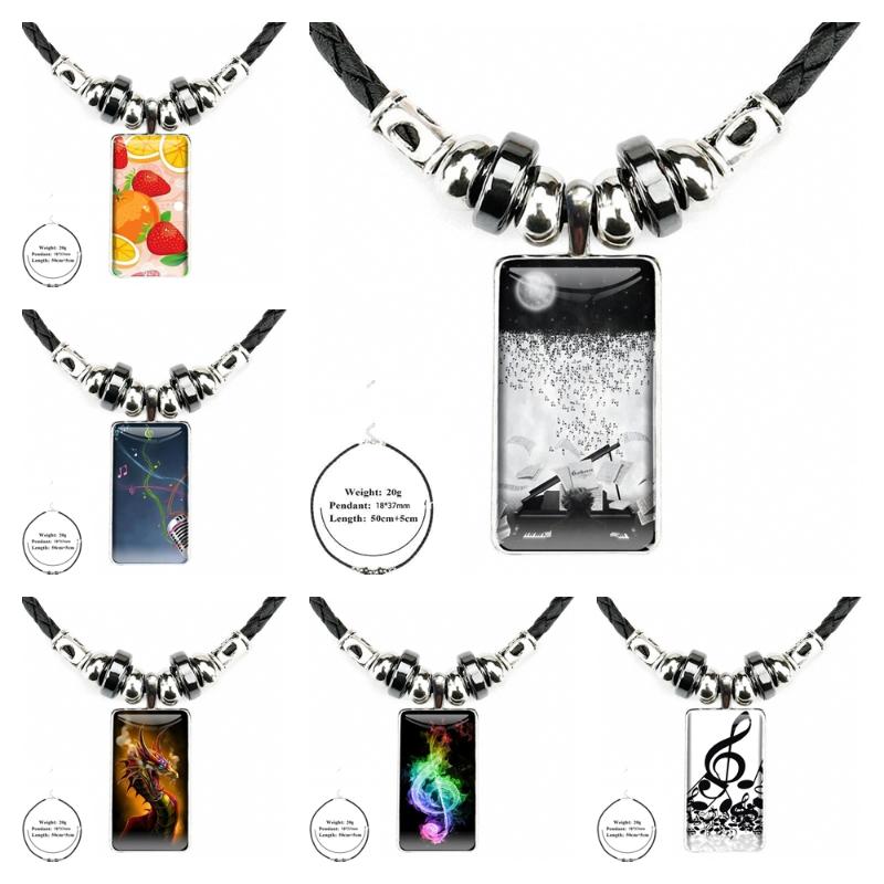 

Pendant Necklaces For Women Kids Deals Musical Notes Violin Classical Music Brand Steel Color Jewelry Fashion Statement Necklace Glass Black, Silver