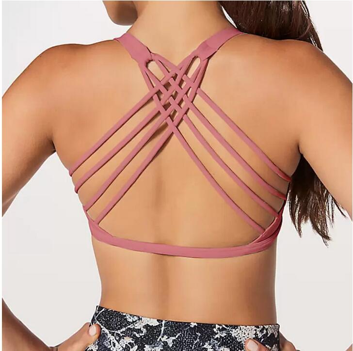

Women Sports Bra Shirts Yoga Gym Vest LU-47 Push Up Fitness Tops Sexy Underwear Lady Tops Shakeproof Adjustable Strap Bra, Black
