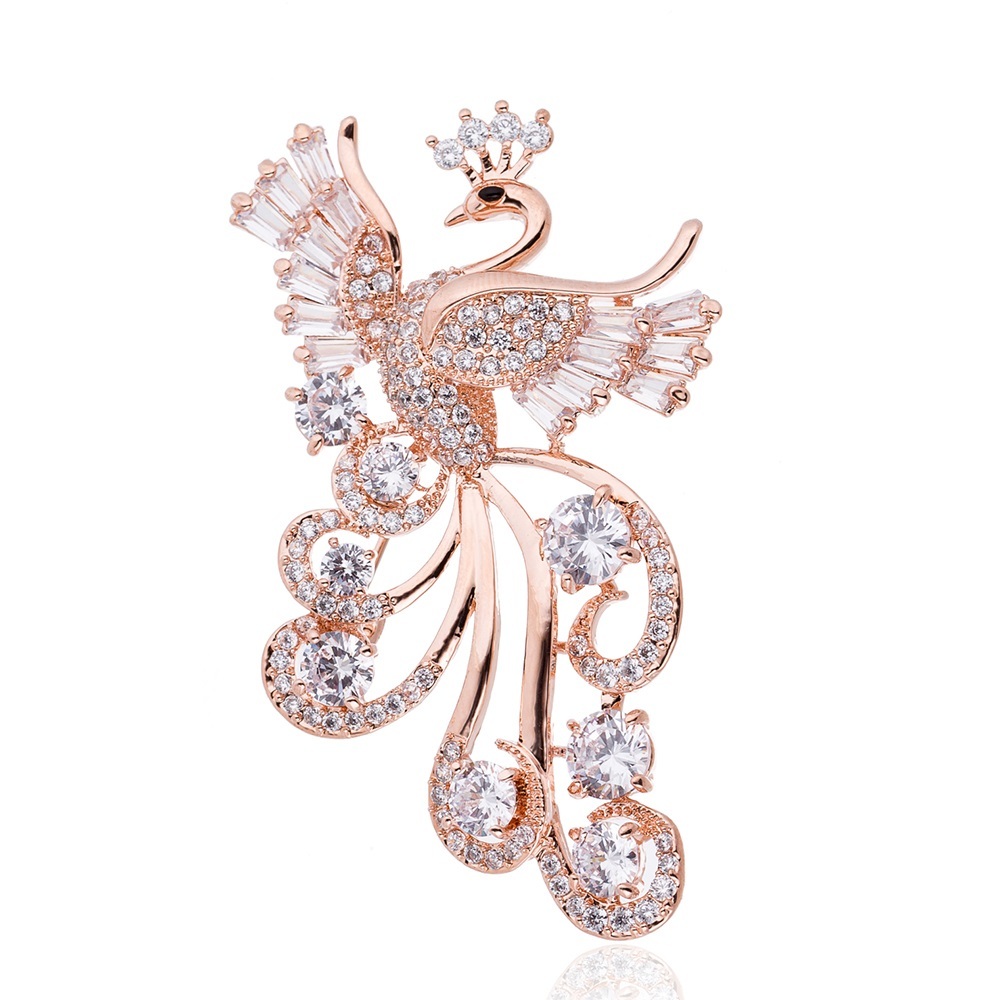 

MADALENA SARARA AAAA Zircon And Crystal Inlaid Pearl Gol Plated Copper Peacock Style Fine Brooch Pin For Women Jewelry