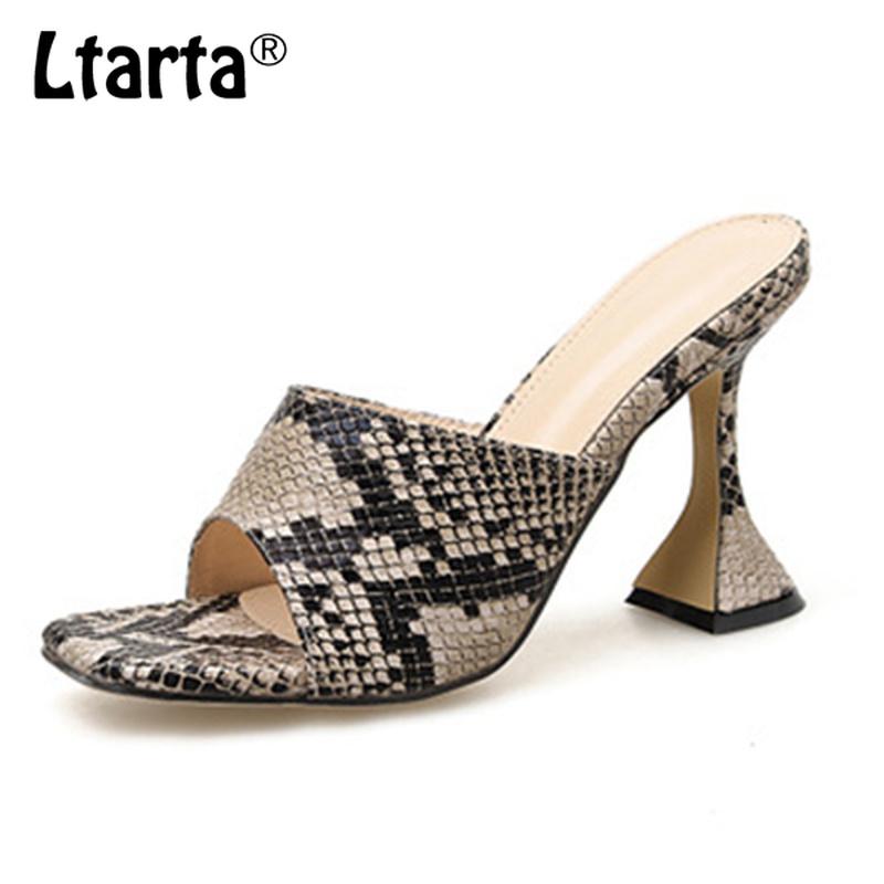 

Sandals LTARTA 2021 Summer Women's High Heels Large Size Fashion Wild Wine Glass With High-heeled Snake Pattern Women ZL, Black