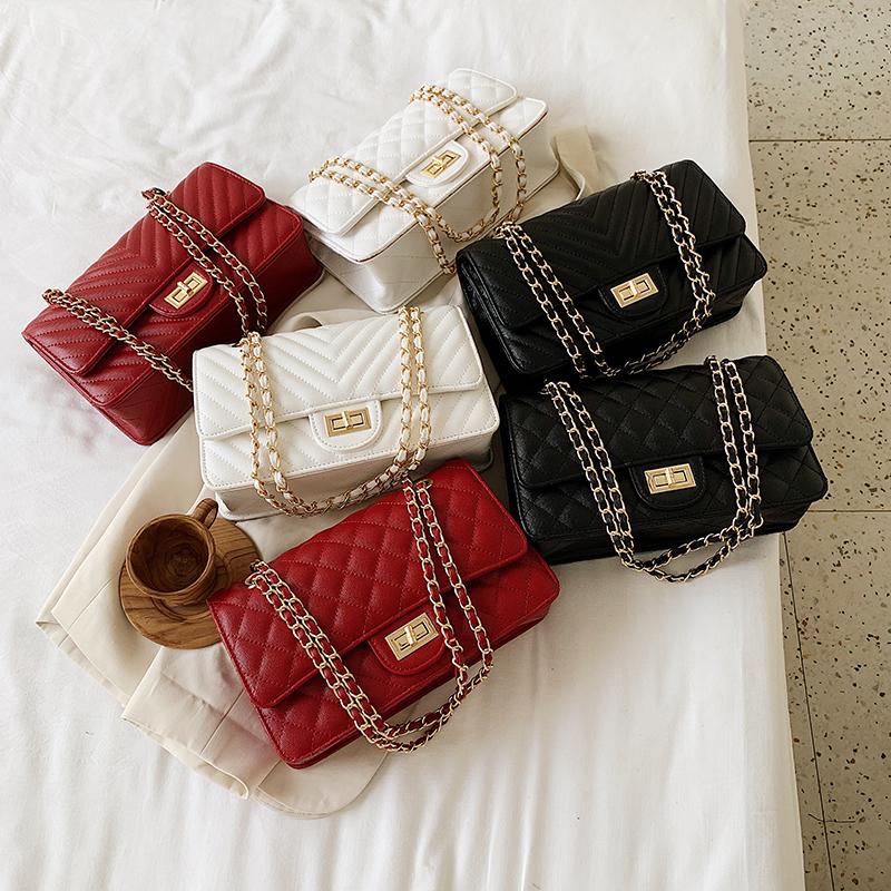 

Shoulder Bags Fashion Chain PU Leather Crossbody For Women High Quality Ladies Bag Luxury Female Small Handbags Messenger, White a