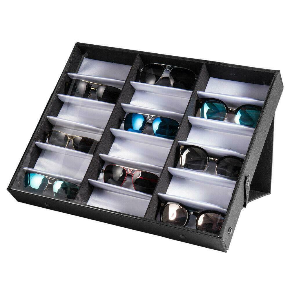 

18 Slot Eyeglass Sunglasses Glasses Storage Display Grid Stand Case Box Holder