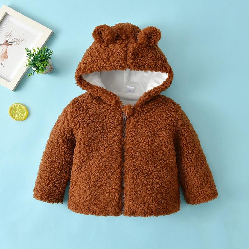 

Jackets Bobora Cute Cartoon Ear Hood Coat Born Fluffy Thicken Overcoat Outwear 0-24M Winter Toddler Boys Girls Plush Hooded Jacket, Blue;gray