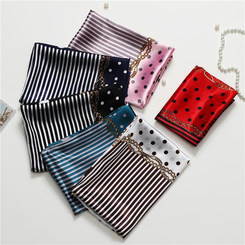 

Summer 90cm Square Scarf Women Head Hijab Bandana Lady Hair Band Large Silk Scarves Wraps Shawl Headband Female Foulard, Blue;gray