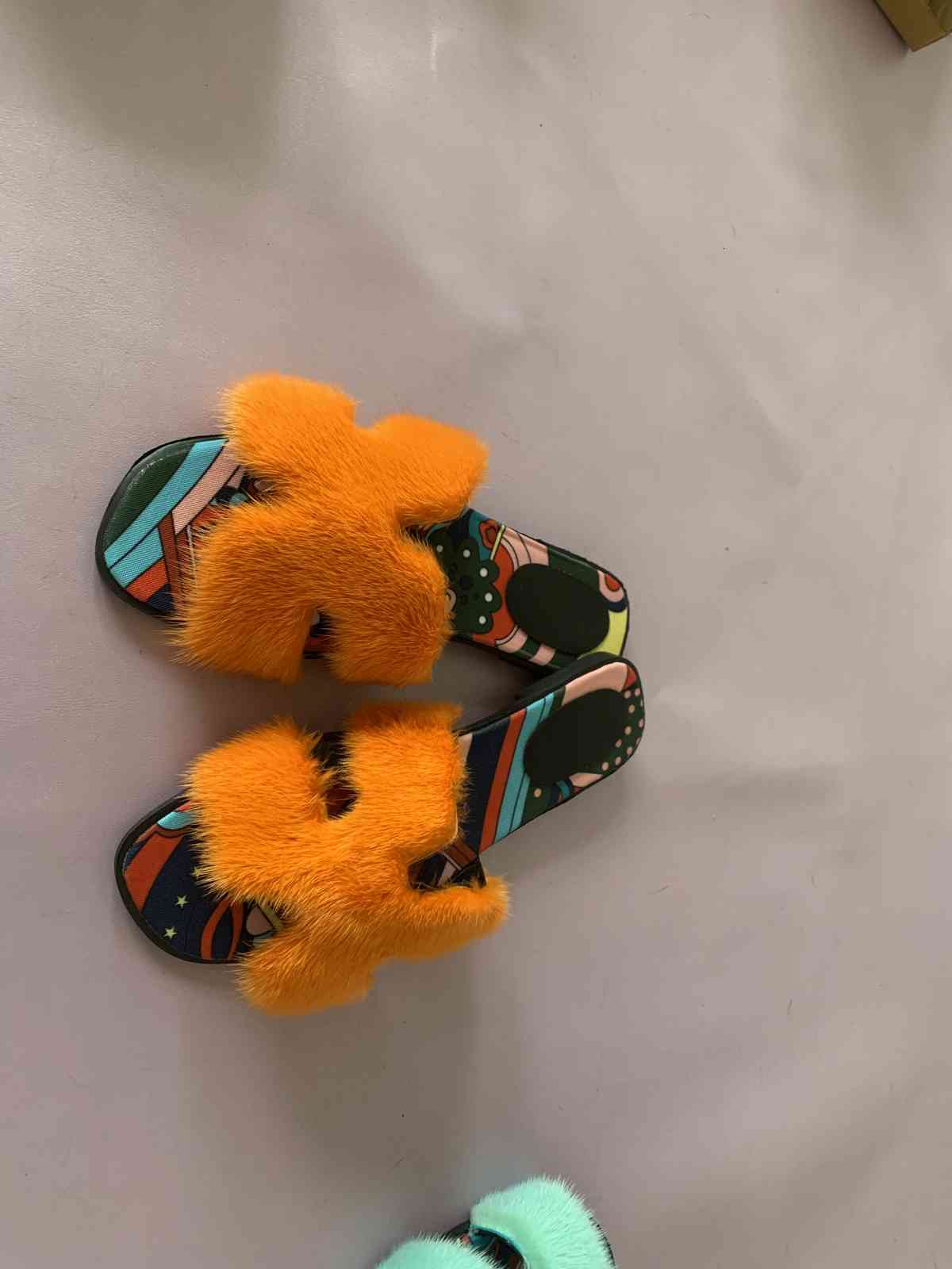 

Sandals Same h super fire wear resistant tide Wool Women's shoes mink flat sandals slippers in spring and summer IX0Y, Black