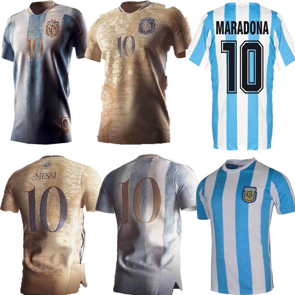 

20 21 Argentina CONCEPT soccer Jerseys 2021 1986 MESSI Maradona special badge golden elements football shirt uniforms, Blue