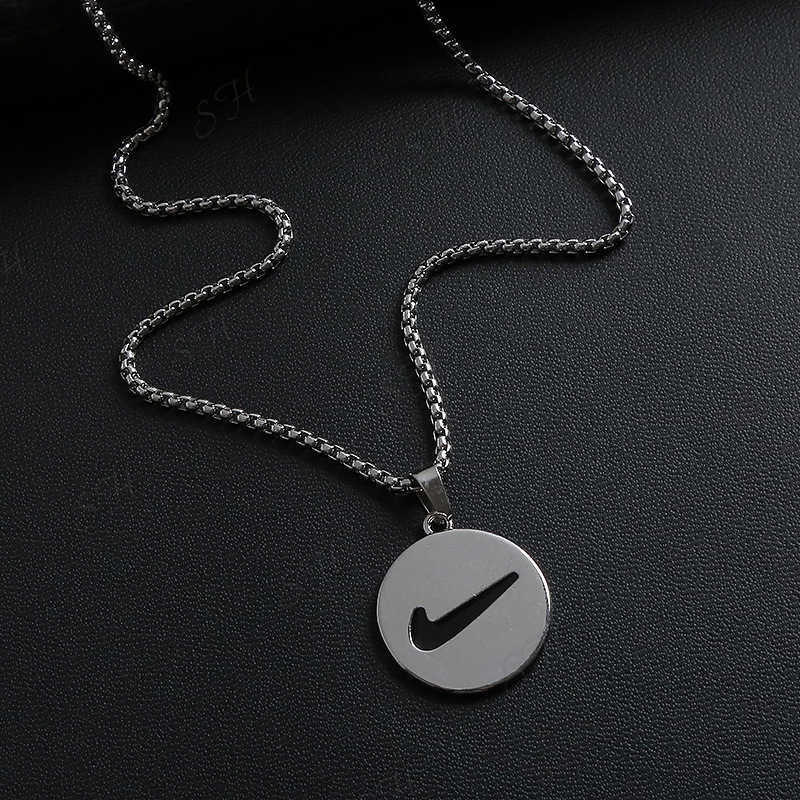 

Net Red Couplet Hook Round Brand Bungee Hip Hop Necklace, Silver