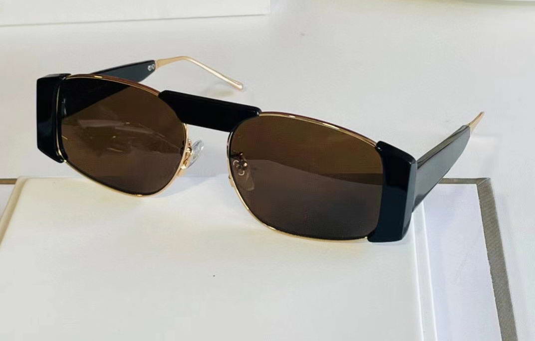 

Fashion Oval Sunglasses Black Gold Frame Brown Lens Glasses des lunettes de soleil Men Shades UV400 Protection Eyewear with Box