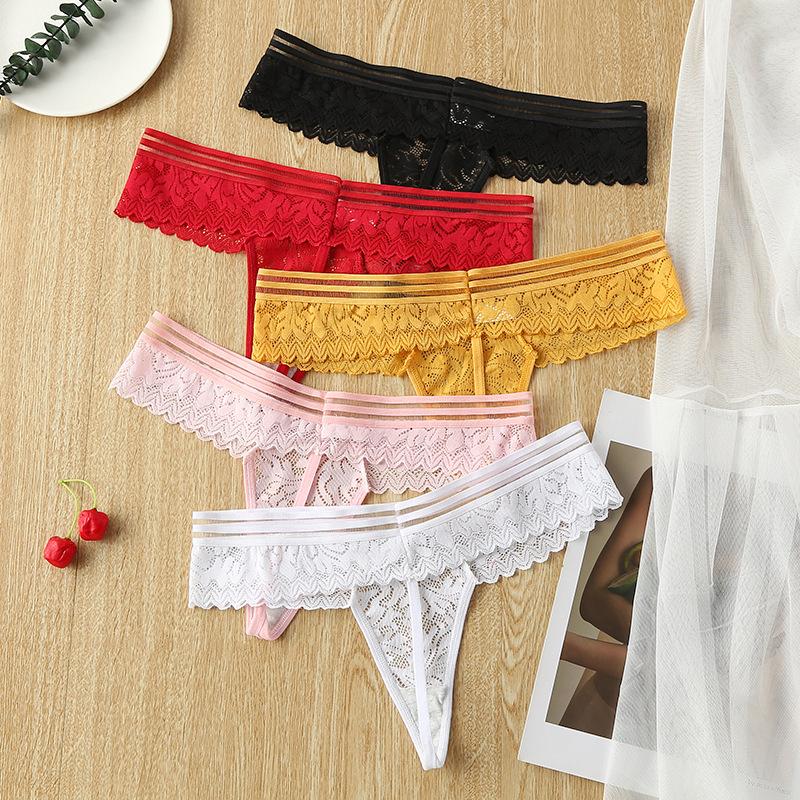 

Women' Panties Women Transparent Sexy Sports Low Waist Underwear Ladies Lace Thong Fitness, Black