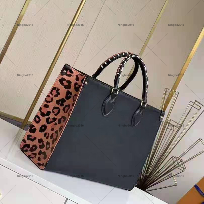 

Womens Shoulder Bags Leopard Embossed Pattern Handbags Purse Fashion Bag Wallet Large Capacity Causal Totes Shopping Pochette MM GM, Black