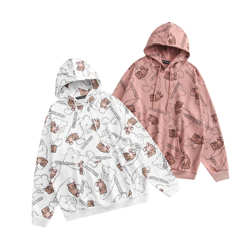 

Boys and girls' autumn couple's trendy bear loose coat, Black