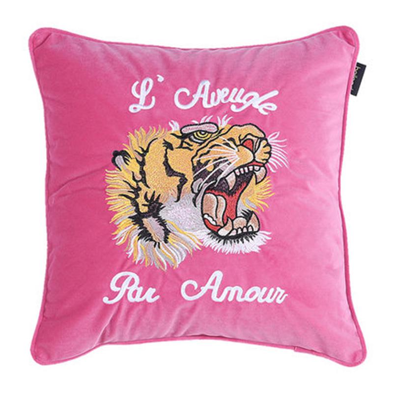 

Luxury designer pillow case classic Tiger head pattern embroidery cushion cover 45*45cm for home decoration and festival Christmas family gi