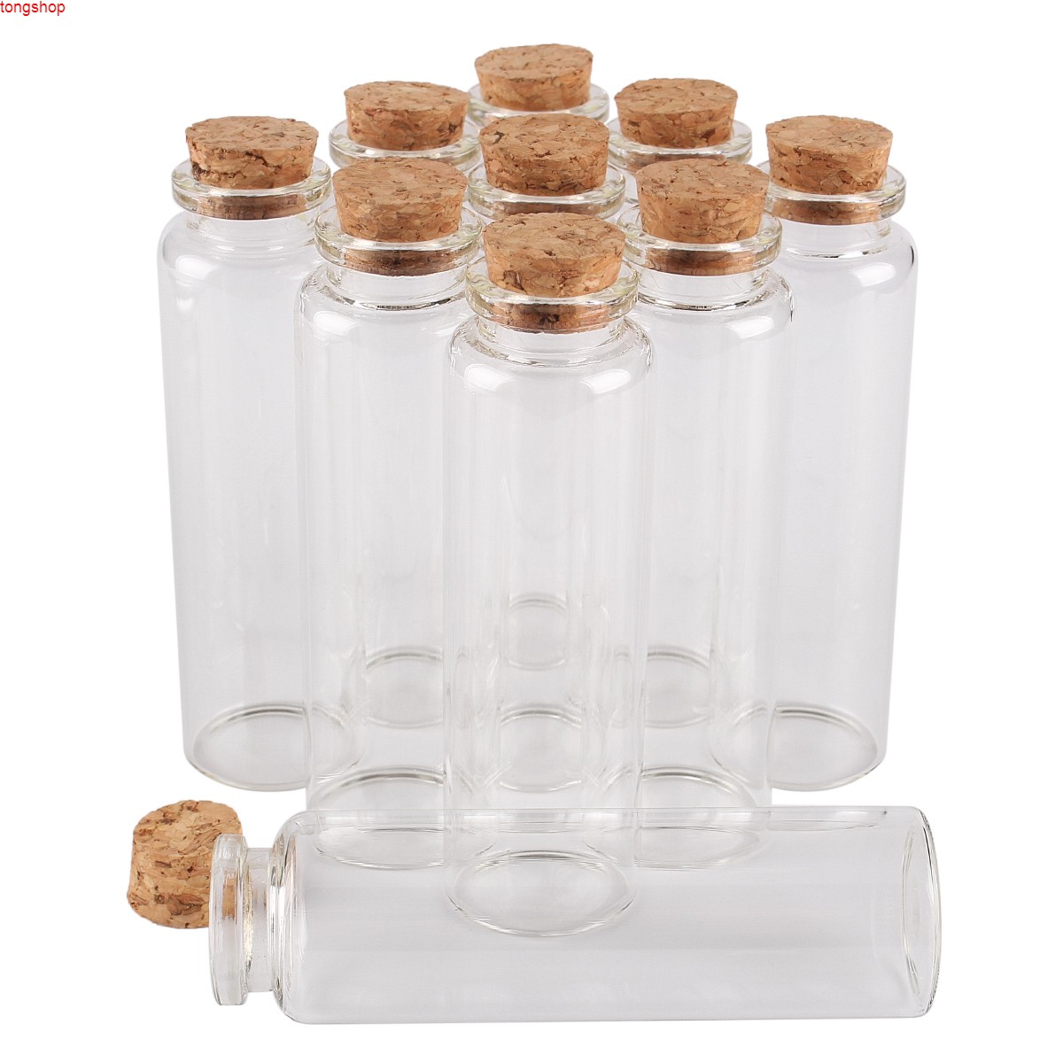 

wholesale 24 pieces 50ml 30*100mm Glass Bottles with Cork Stopper Spice Container Jars Vials for Wedding Giftgoods