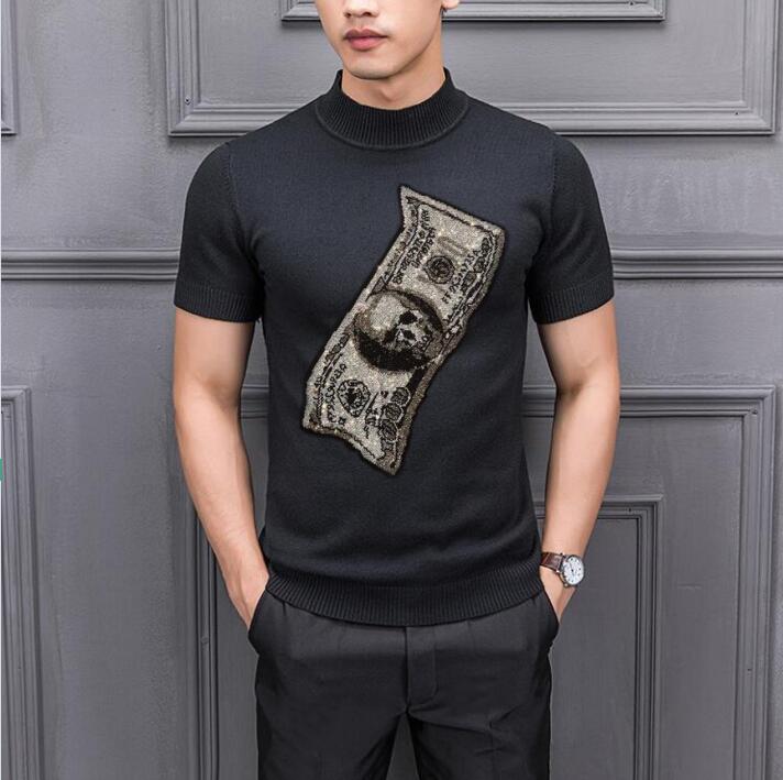 Casual design Europe style Sweater Men Casual O-neck Pull Knitted Cotton Rhinestone Autumn Winter Fashion designer-image-748050971