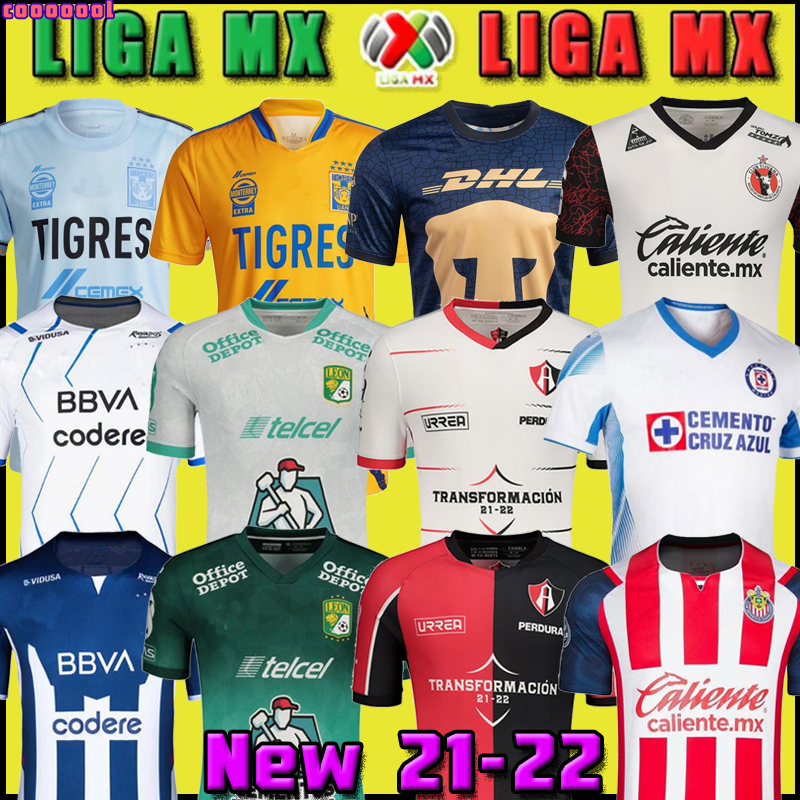 

21 22 Soccer Jersey Tijuana UNAM Tigres Club America Cruz Azul Necaxa LEON Atlas Chivas Monterrey 2021 2022 home away third Liga MX Football shirts Uniform mexico, [club america]home
