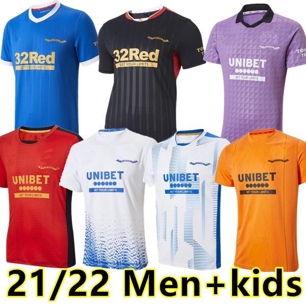 

21 22 Glasgow Rangers Retro special version Soccer Jerseys CHAMPIONS 55 DEFOE HAGI MORELOS KENT STEWART Special edition black blue men football jersey, Champion edition