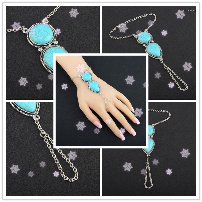 

Punk Multi Bracelet Bangle Chain Link Interweave Finger Rings Bohemian Ladies F717