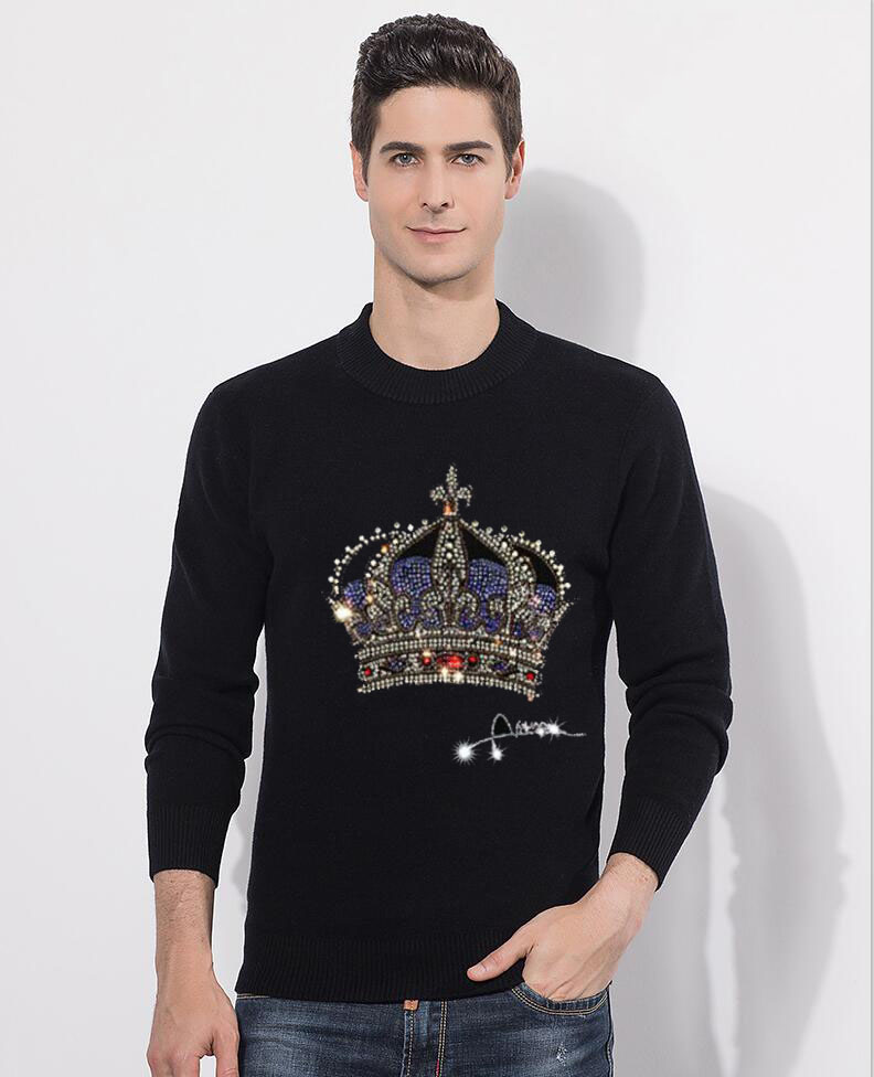 

Sweater Casual Pullover Men Autumn Slim Fit Long Sleeve Shirt Mens Sweaters Knitted drill design, Gold