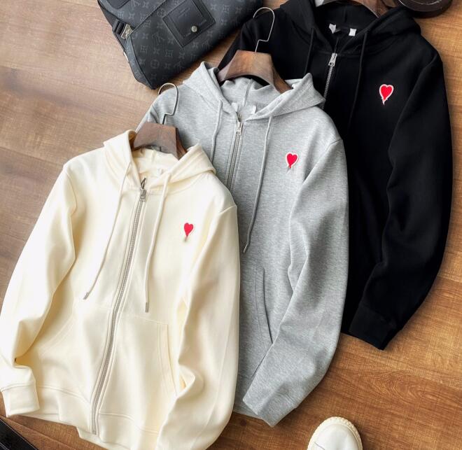 

Luxury Brands Ami Men's Hooded Sweatshirts Designer Mattiussi Embroidered Heart Sweaters Hoodies Women, Gray