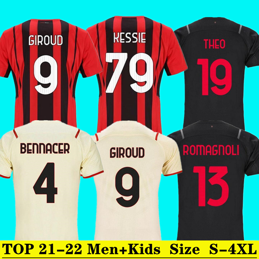 

21 22 AC milan soccer jerseys GIROUD MAIGNAN IBRAHIMOVIC BRAHIM KESSIE football shirt 2021 2022 TONALI PAQUETA BENNACER REBIC Camiseta de fu, Black;yellow