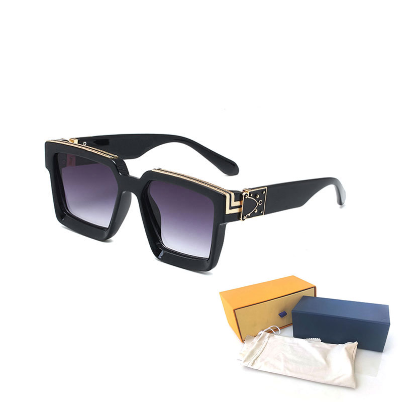 

Top Quality Womans Sunglasses MILLIONAIRE 96006 spectacles Fashion Mens Sun glasses UV Protection men Designer eyeglass Gradient Metal hinge, White;black