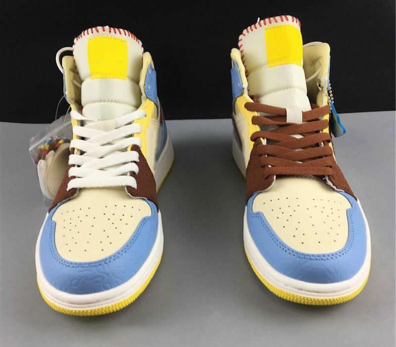 

Fearless Maison Chateau Rouge x 1 Mid Boots Shoes Men Women 1s Trainers Blue Yellow Upper Sports Sneakers, With desiccant