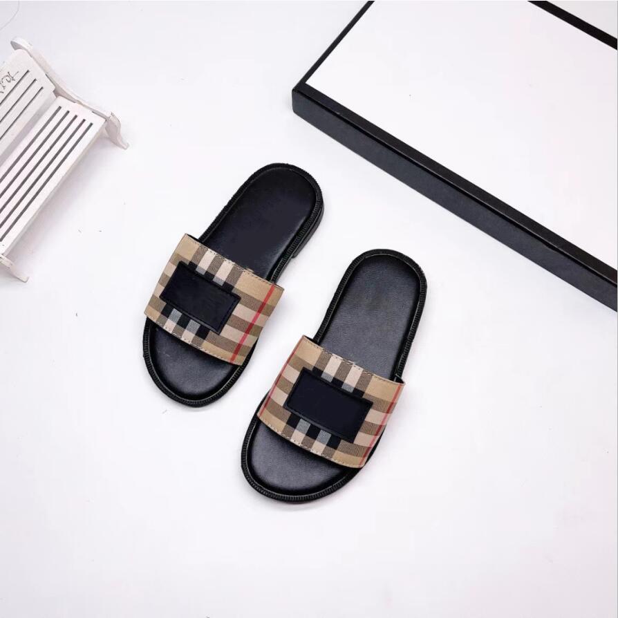 

Children' slippers fashion designer kids summer sandals black brown EU 26-35, Black;grey