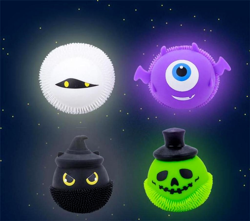 

DHL Ship Glowing Decompression Fidget Toys Halloween Little Devil Pinch Music Ball Spoof Vent Adult Toys 2021