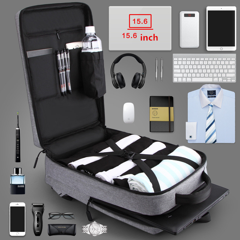 

Man Business Waterproof USB Charging Backpack Standalone Laptop Bit Computer Tablet Bag Travel Handbag College Student Schoolbag Storage Bags, Light grey