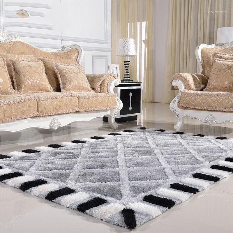 

Carpets Modern Minimalist Living Room Carpet Thickened Bedroom Rug Continental Black And White Checkered Sofa Mat Floor Rugs