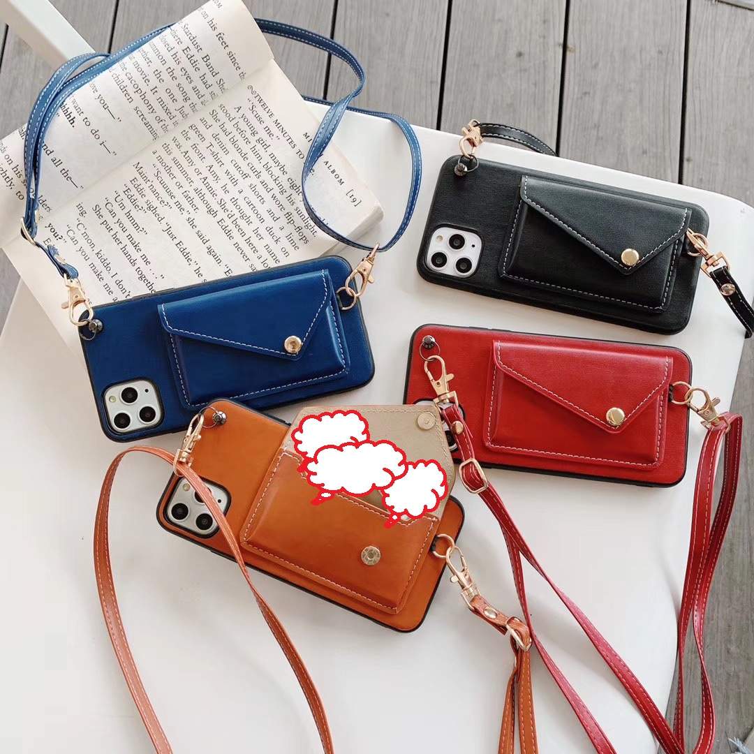 

Luxury Crossbody Card Pocket Wallet Cases For iPhone 11 12 Pro Max 6 7 8Plus Leather Strap Back Cover fit samsung S20 NOTE20 ULTRA