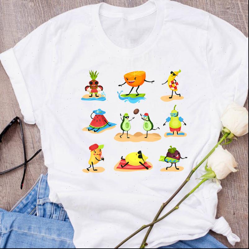 

graphic avocado beach watermelon cartoon women fruit clothes floral clothing tees print womens, White