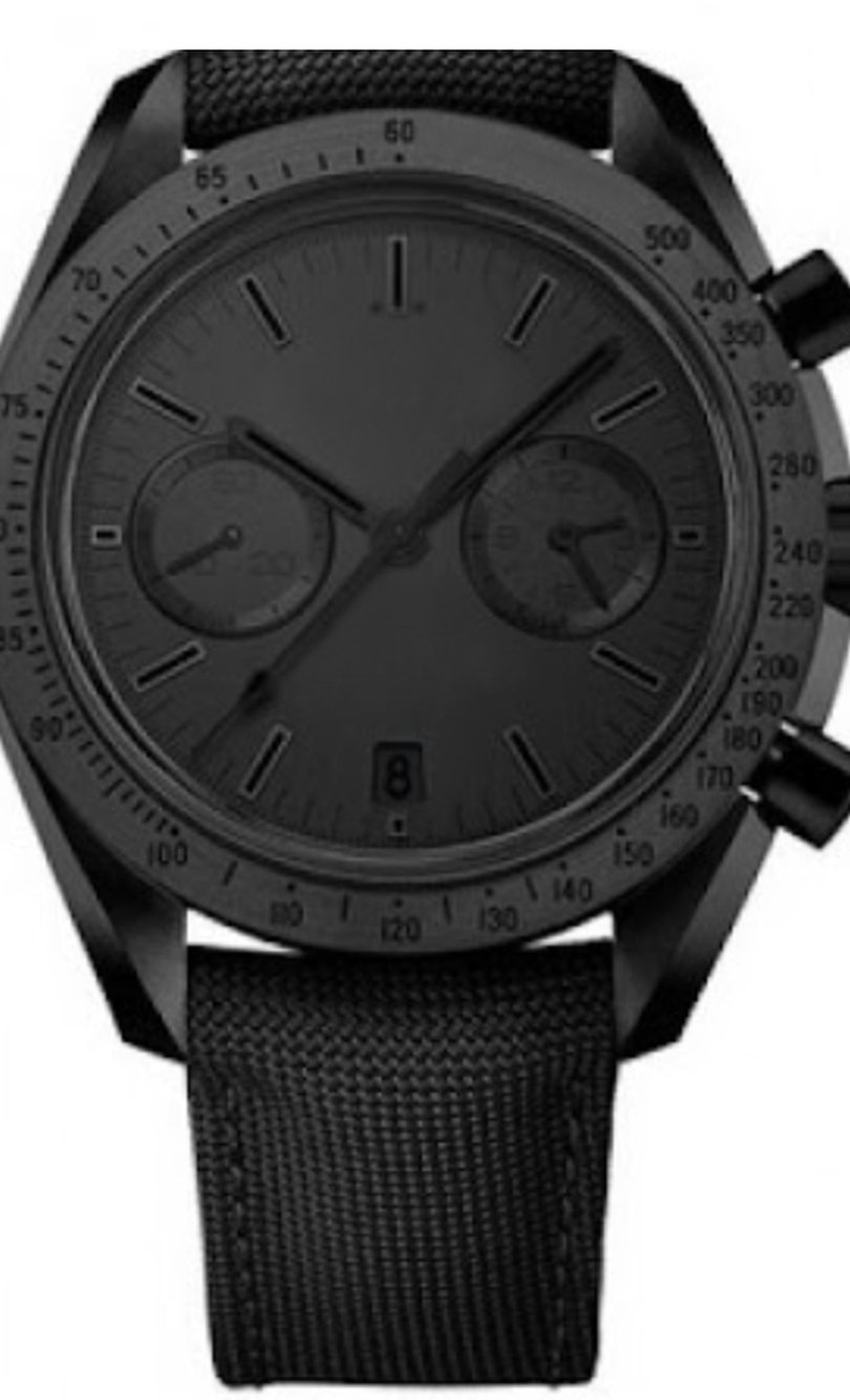 

Luxury Mens Watch Full Black Master Quartz Movement Chronograph Fabric Strap Folding Clasp Sapphire Glass Man Watches Male Wristwatch, Make waterproof 50m