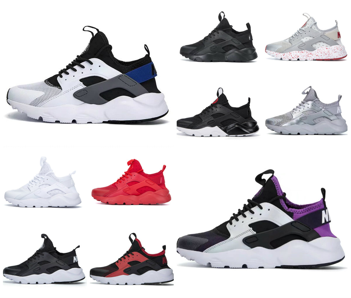 

High quality huarache running shoes Triple White Black Red Grey huaraches Run Ultra Purple 4.0 1.0 Mens Womens fashion Trainers outdoor Sports Sneakers, Bubble package bag