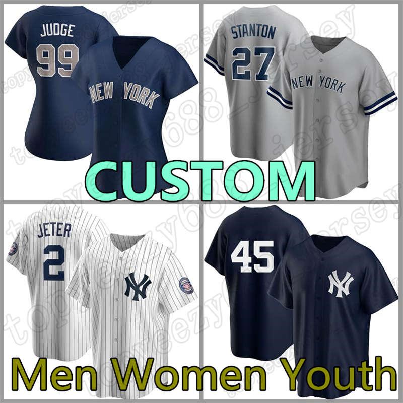 

99 Aaron Judge New Custom York Jersey Yankee Mens Baseball 2 Derek Jeter 45 Gerrit Cole Women Giancarlo Stanton Youth Babe Ruth Torres, Blue;black