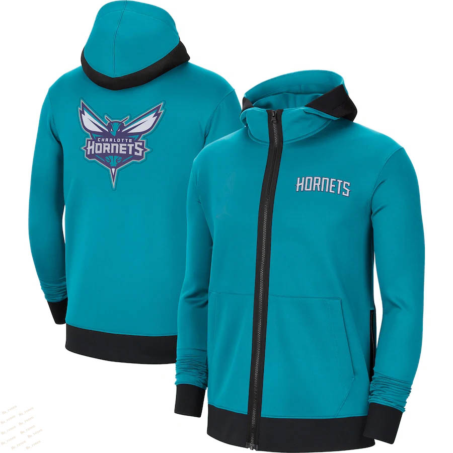 

Charlotte''Hornets''Men Teal Showtime Performance Basketball Full-Zip Hoodie Jacket